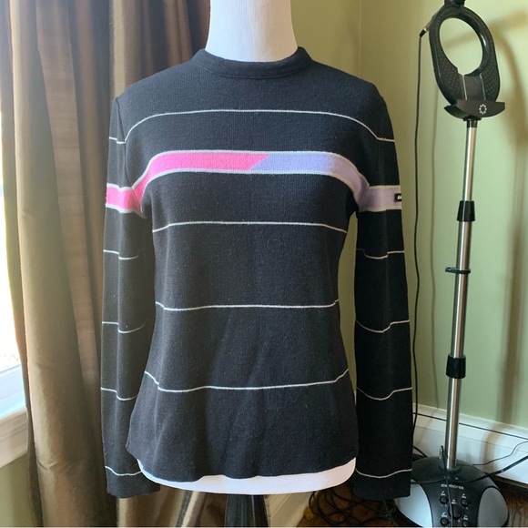 Vintage Lido Sports Ski Sweater Womens 100% Wool Size L (or M) in Black EUC - Picture 1 of 5
